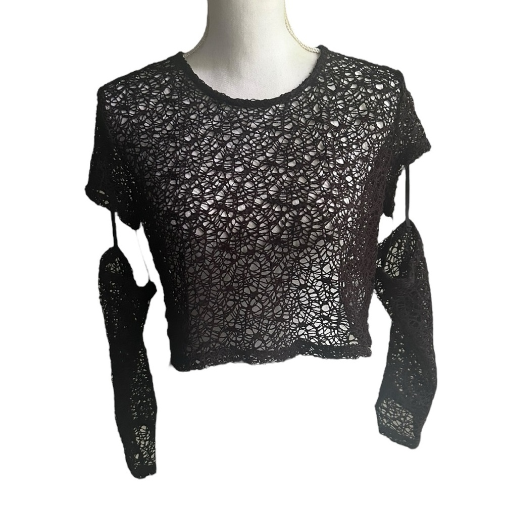 Forever 21 Black Mesh Cropped Top